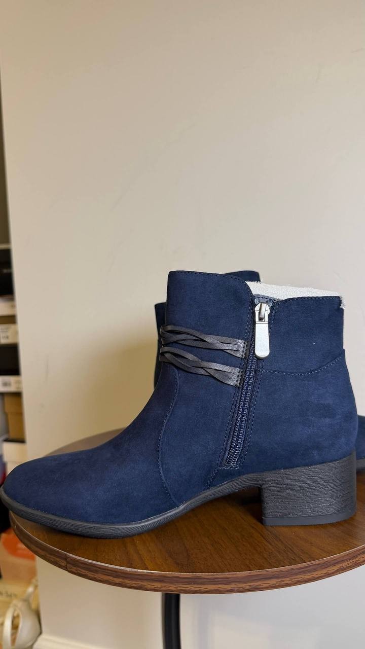 Style&Co Indus Blue Microfiber Block Heel Booties 7.5M NIB MSRP $79.90