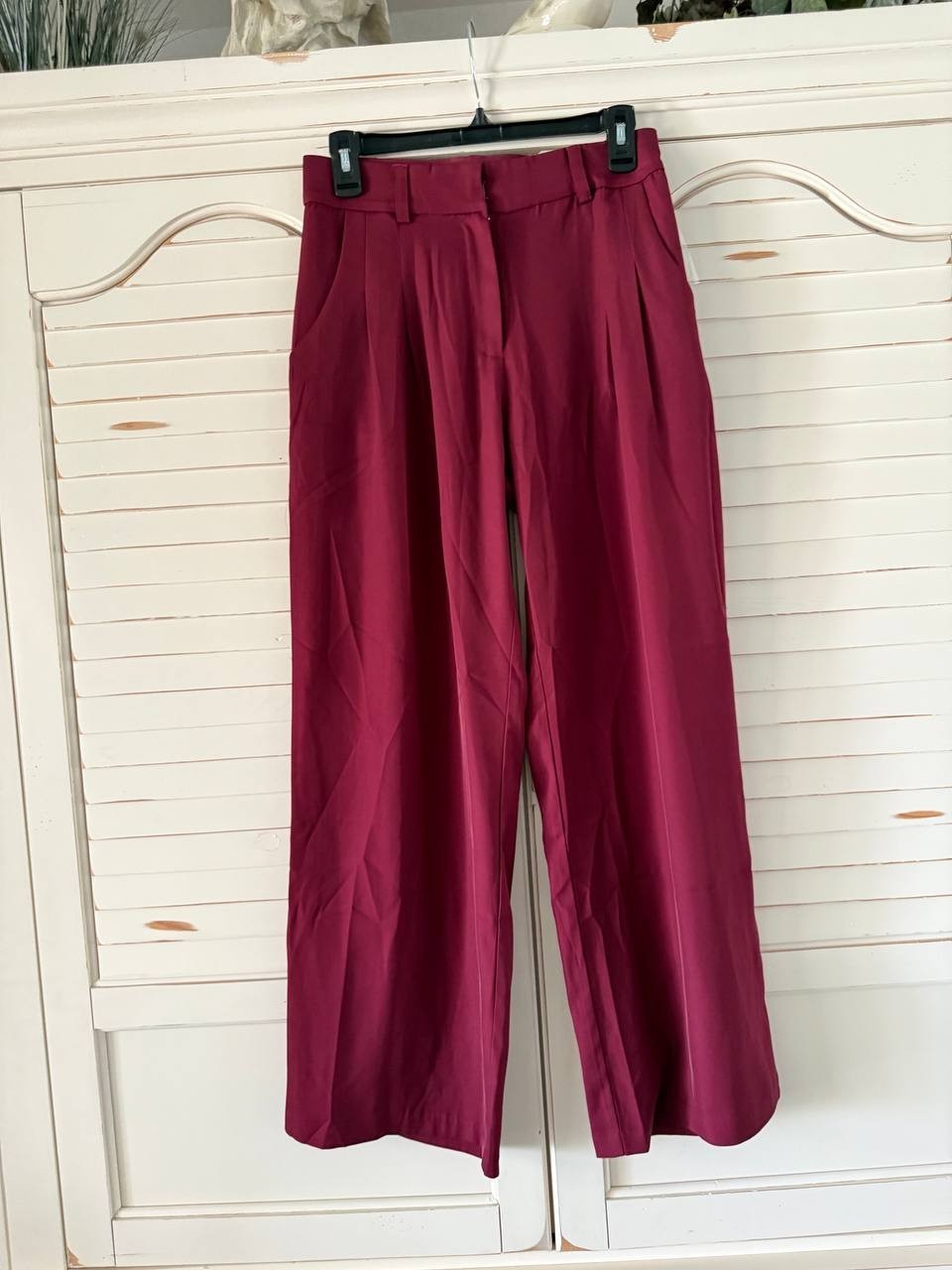 Bar III Pants 2P Red Petite Wide-Leg High Rise Trousers NWT MSRP $59.50