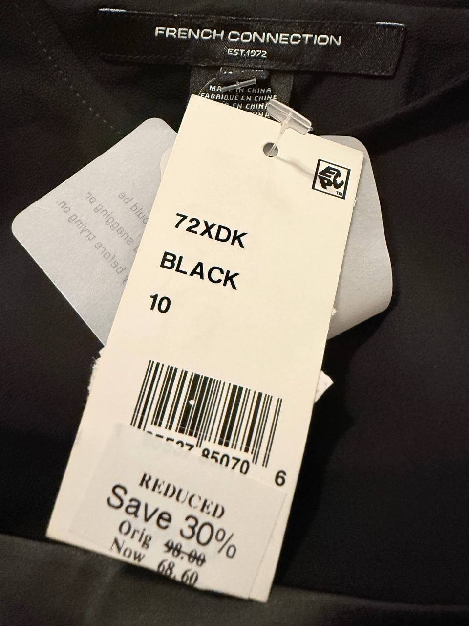 French Connection Women’s Top – Black– Size 10 – NWT – $98