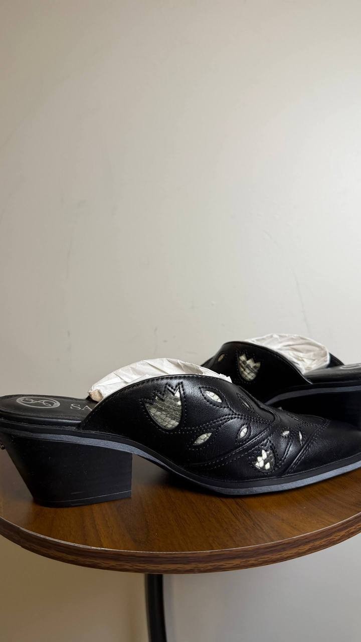 Sam & Libby Black Block Heel Mules 7.5M New in Box MSRP $80