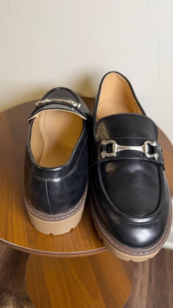 Journee Black Polyurethane Loafers 9.5M New w/o Box MSRP $93