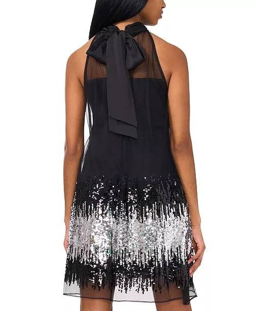 CeCe Women’s Sleeveless Halter Ombre Sequin Dress Black 8 NWT $169