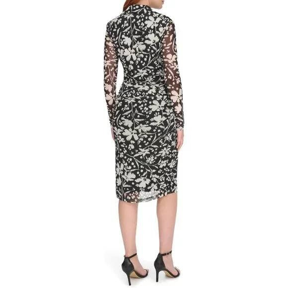 Tommy Hilfiger Floral Ruched Long Sleeve Dress – Size 16 – NWT – $119