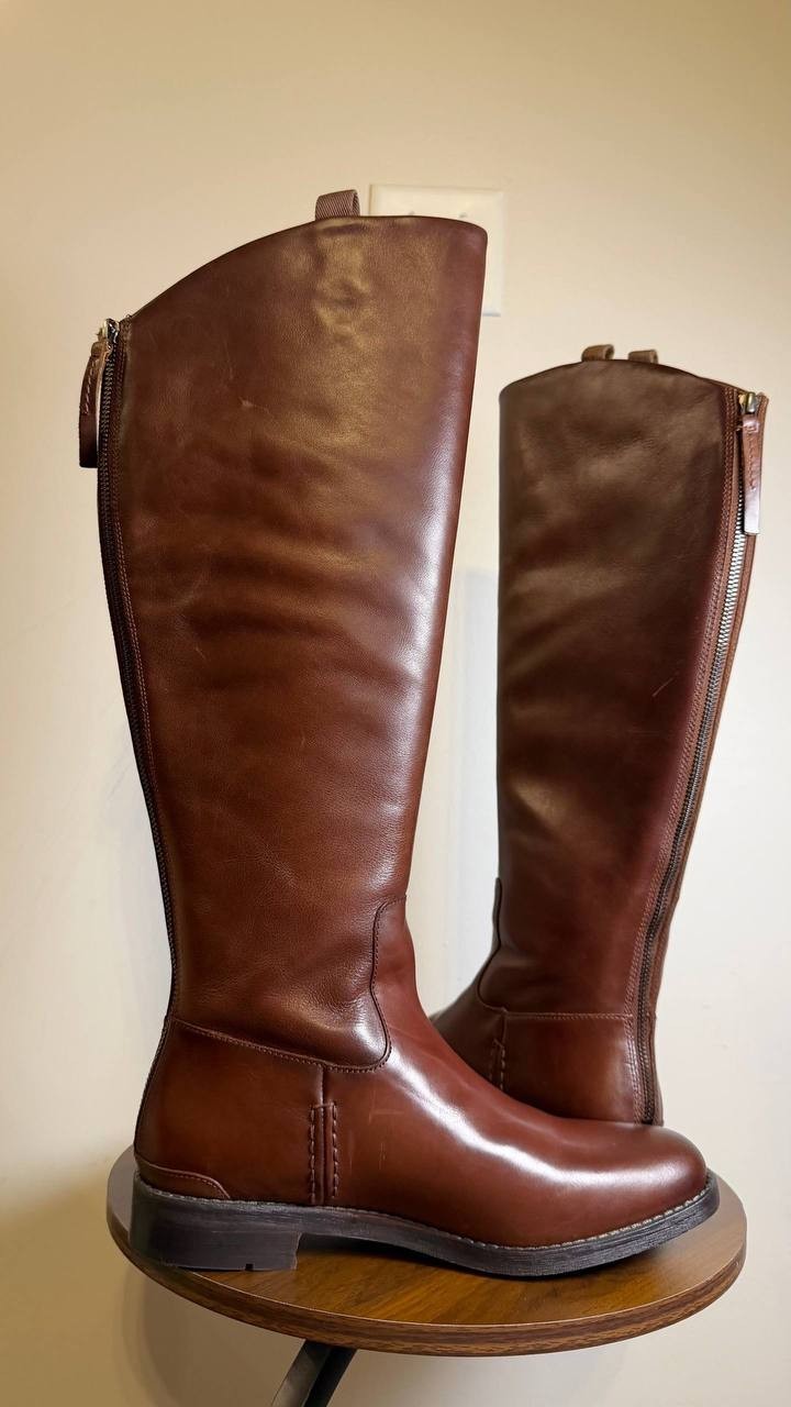 Franco Sarto Women’s Meyer Wide Calf Riding Boots Brown 10M Leather $275 NWB