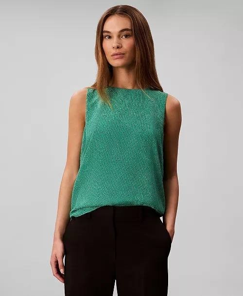 Calvin Klein Printed Chiffon Sleeveless Top Green S/P NWT $79