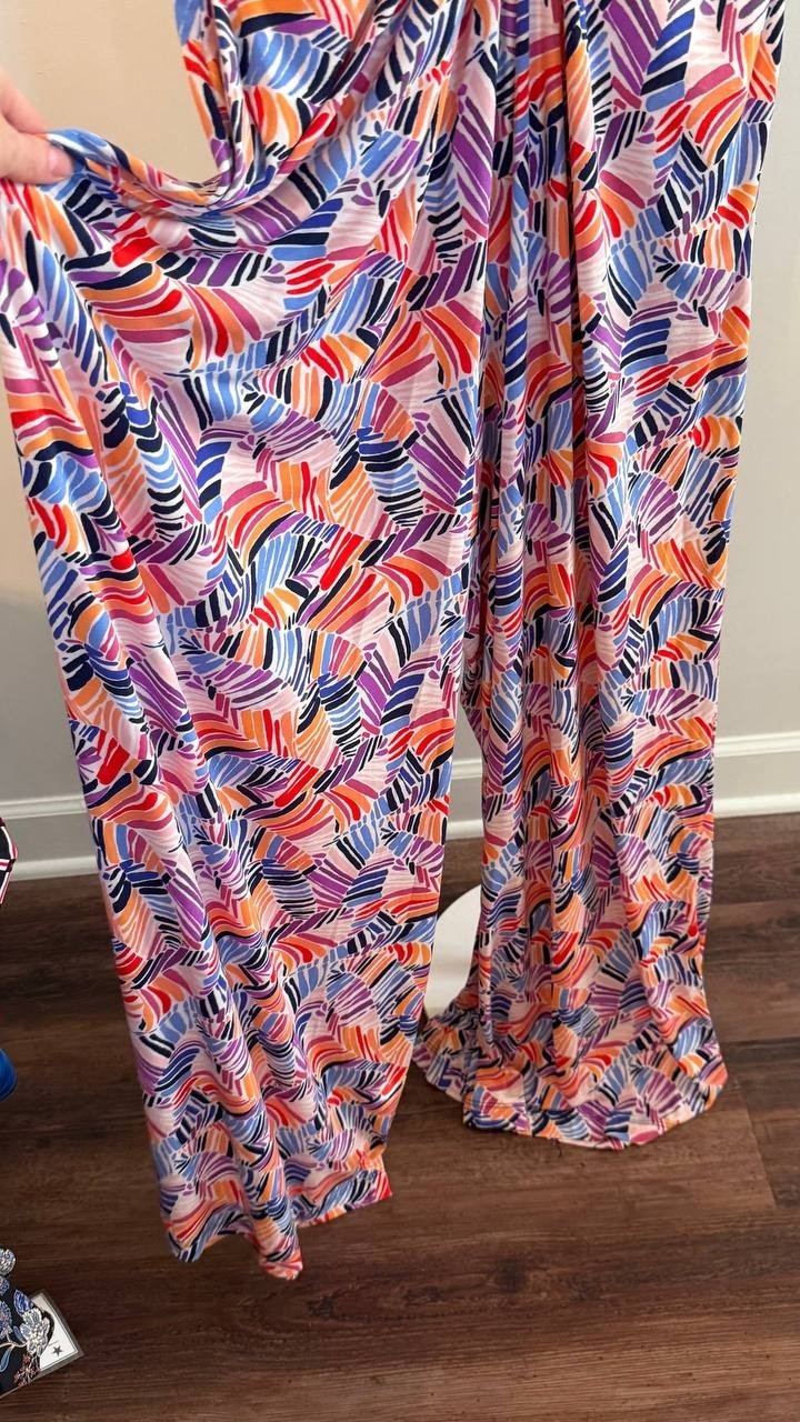 Vince Camuto Women’s Printed Halter‑Neck Jumpsuit Multicolor XL $138 NWT