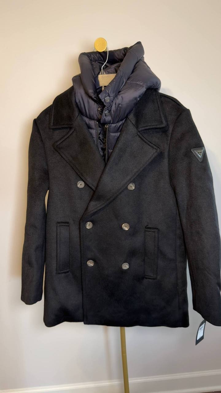 GUESS Men’s Peacoat Removable Nylon Hood Jet Black M NWT $350