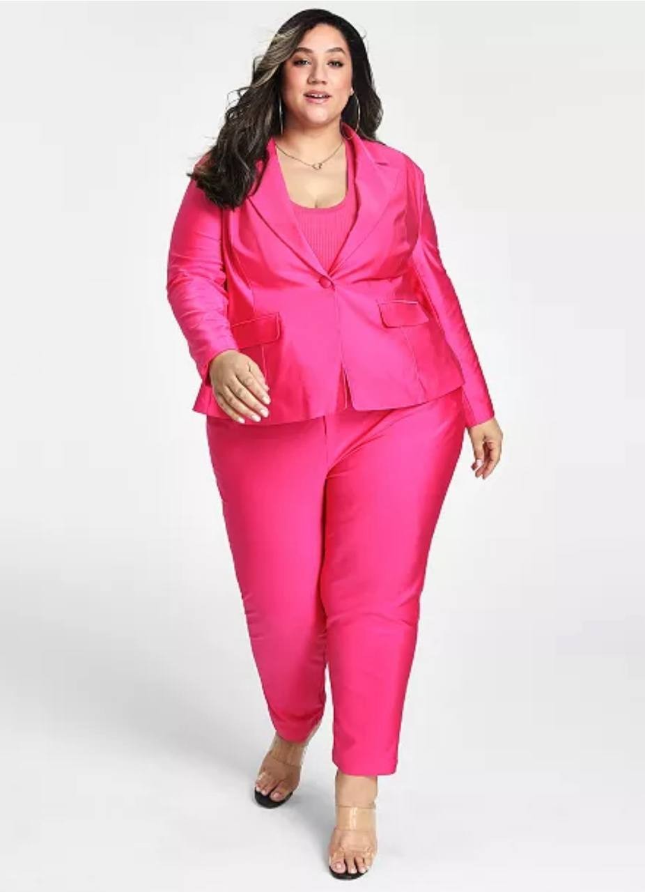 Parker Satin Pants Pink Plus 24W High Rise Straight Leg Dress Pants NWT