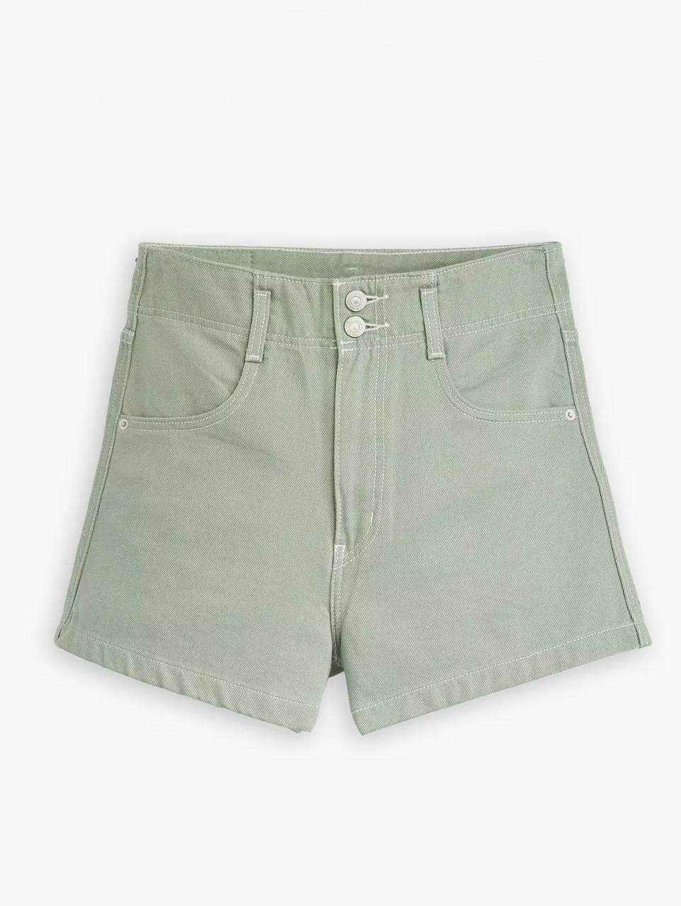 Levi's High-Rise Mom Shorts Green Double Button Size 26 Cotton Denim NWT
