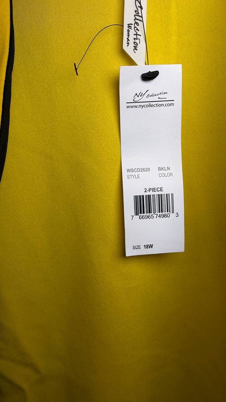 NY Collection 2‑Piece Colorblocked Dress Set Black Lemon 18W NWT $46.99