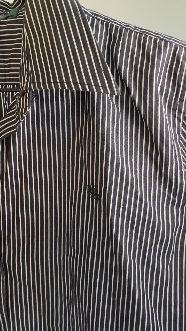 Lauren Ralph Lauren Classic Striped Cotton Shirt Black/White M NWT $125