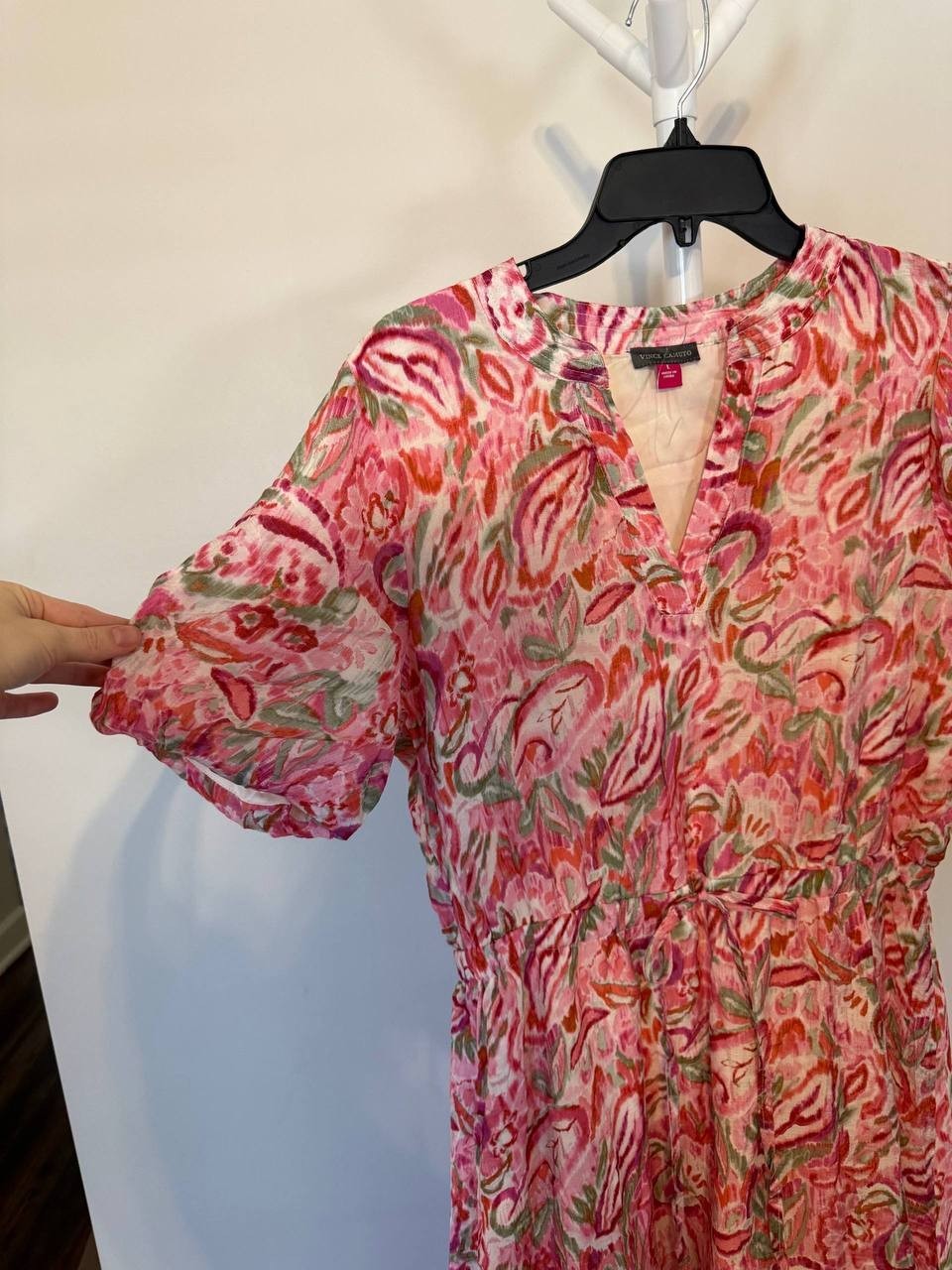 Vince Camuto Printed Puff‑Sleeve Maxi Dress – Size L – NWT – $109