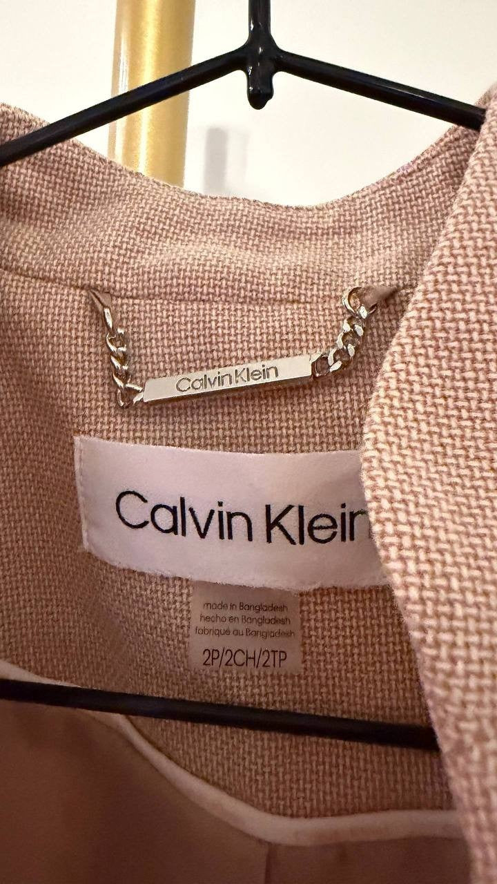 Calvin Klein One-Button Textured Jacket Polyester Pink 2P NWOT