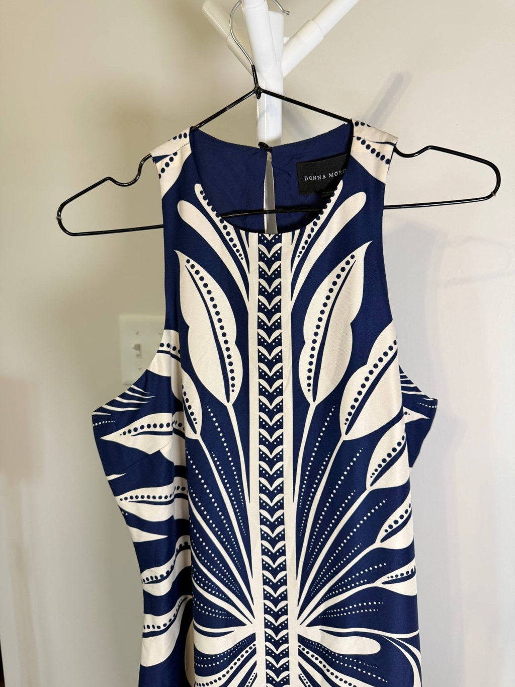 Donna Morgan Printed Column Dress Navy NWT Sizes 4 6 14 MSRP $178