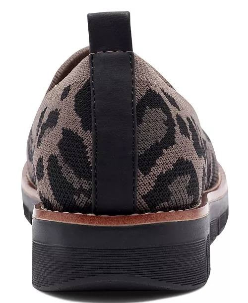 Easy Spirit Valina eFlex Knit Slip‑On Loafers Black Leopard 7.5W Comfort NWB $89