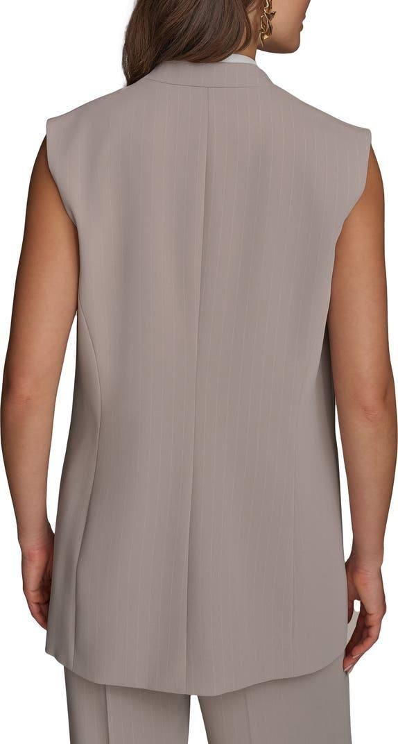 Donna Karan New York Pinstripe Double Breasted Vest Cobblestone 16 NWT $159