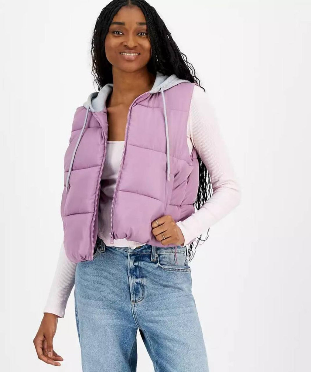 Madden Girl Hoodie Puffer Vest - Quilted Sleeveless Zip Front, Women's XS-L