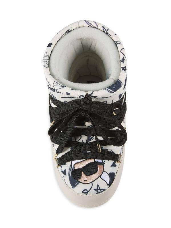 Karl Lagerfeld Snow Boots Size 11 White Multi Textile/Synthetic MSRP $189 NIB