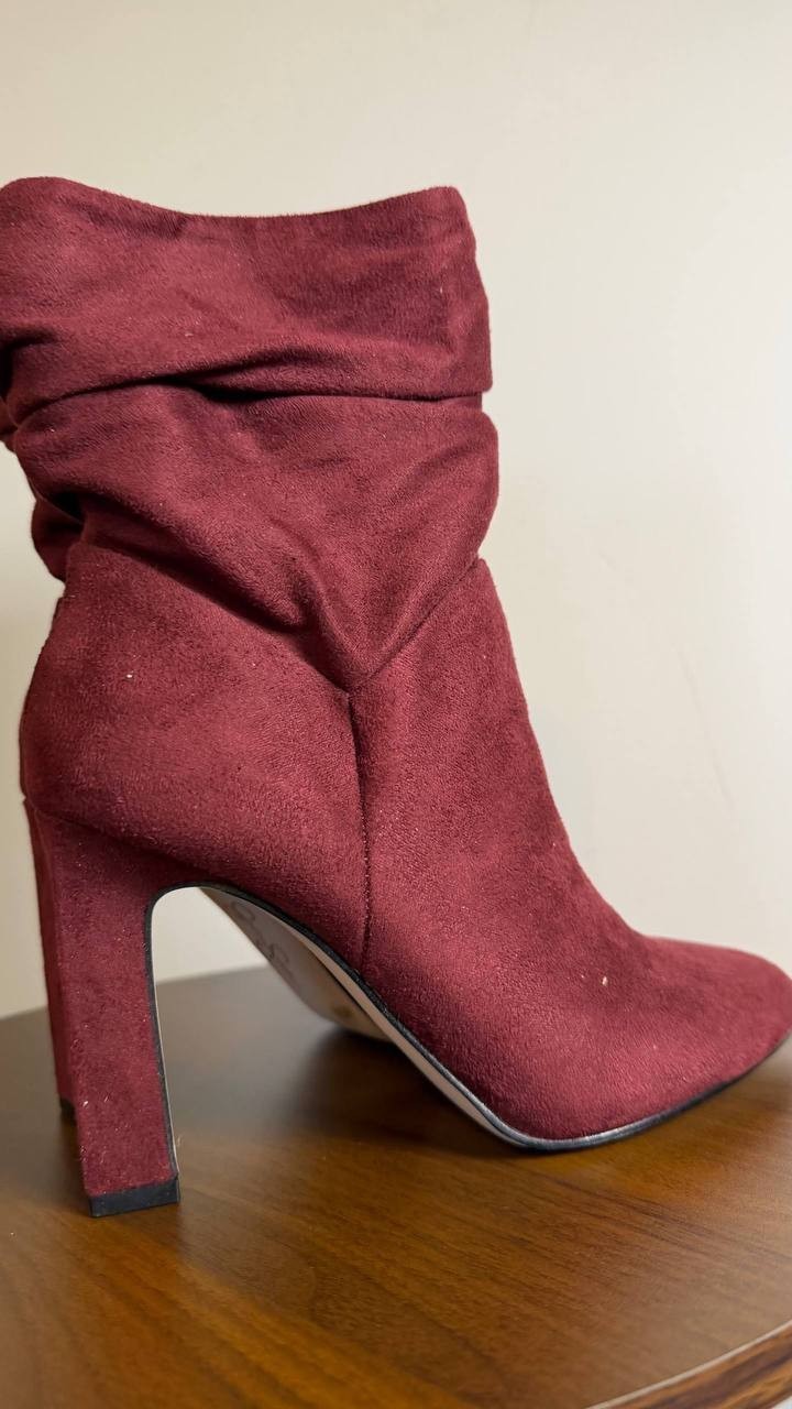 Jessica Simpson Mixtesa Booties 6M Dark Cherry Slouch Block Heel NIB msrp$109