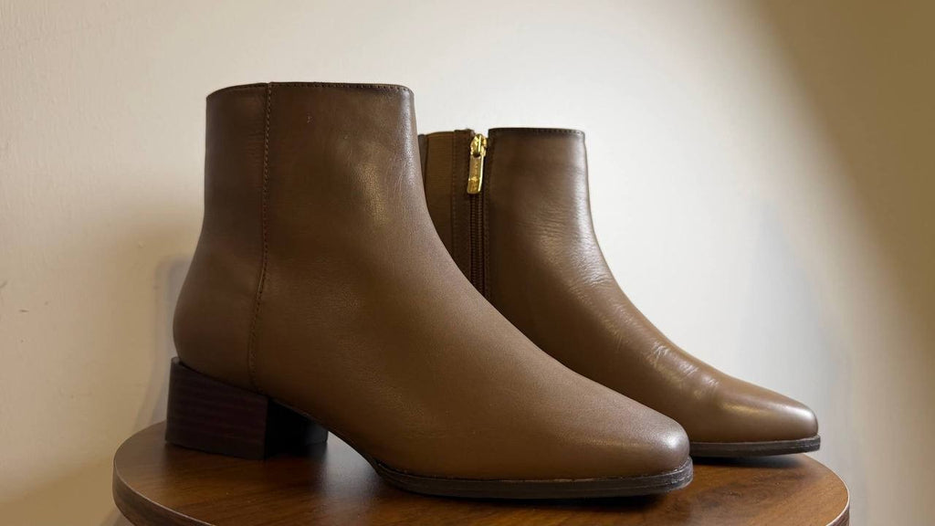 Easy Spirit Sidney Booties 6M Taupe Leather Square Toe Zip Comfort NIB msrp$169