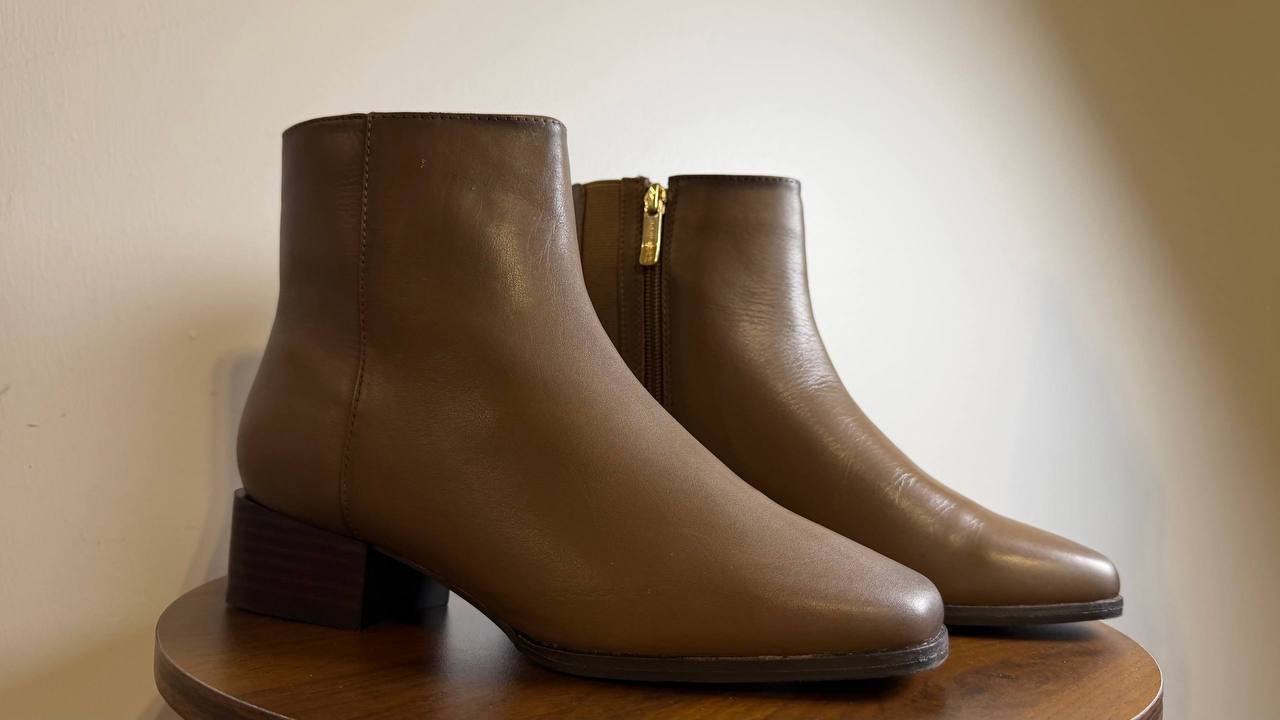 Easy Spirit Sidney Booties 6M Taupe Leather Square Toe Zip Comfort NIB msrp$169