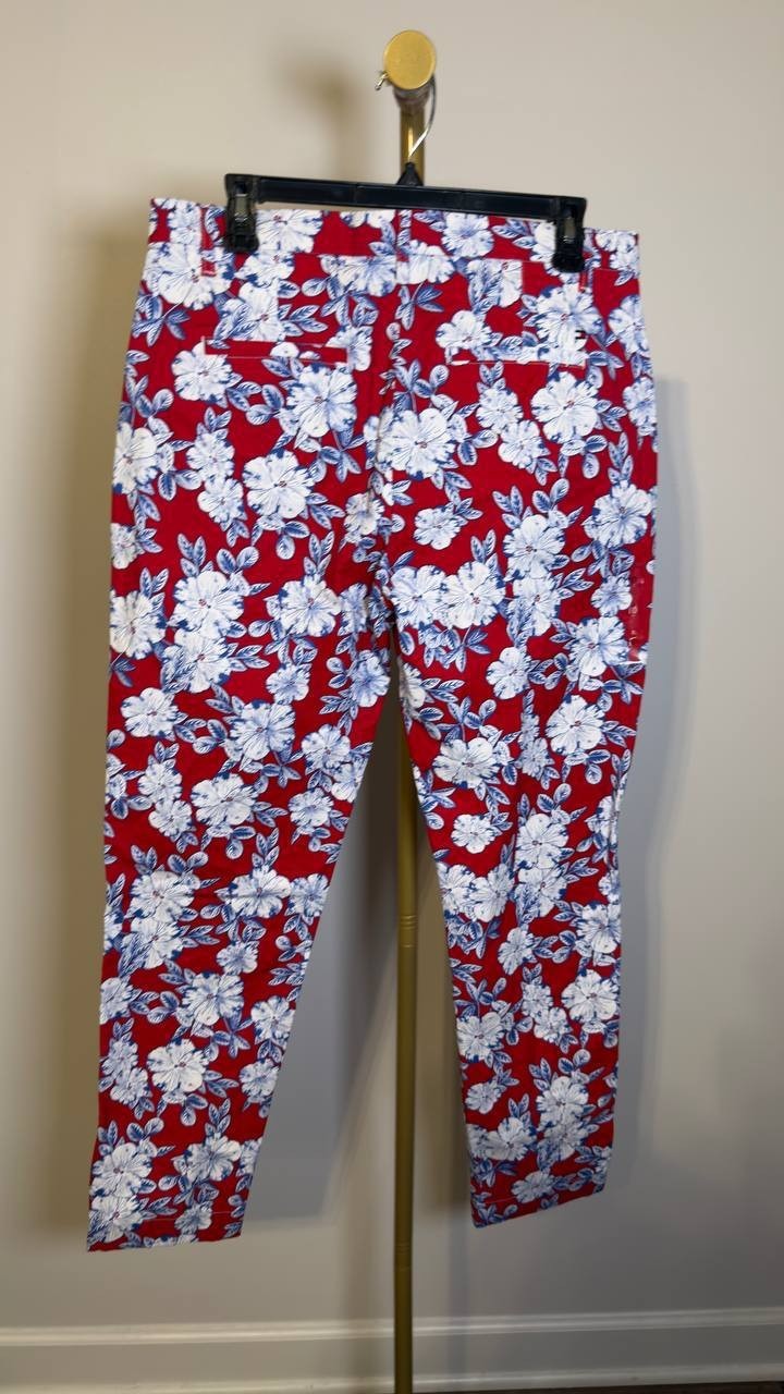 Tommy Hilfiger Twill Slim Chino Pants Blue/Red 10 NWT $74.50