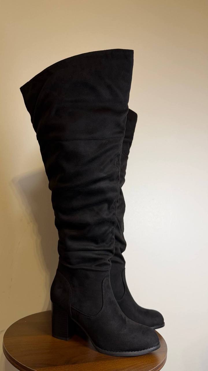 Journee Kaison High Boots 8M Black Faux Suede Over‑Knee  New msrp $89.99
