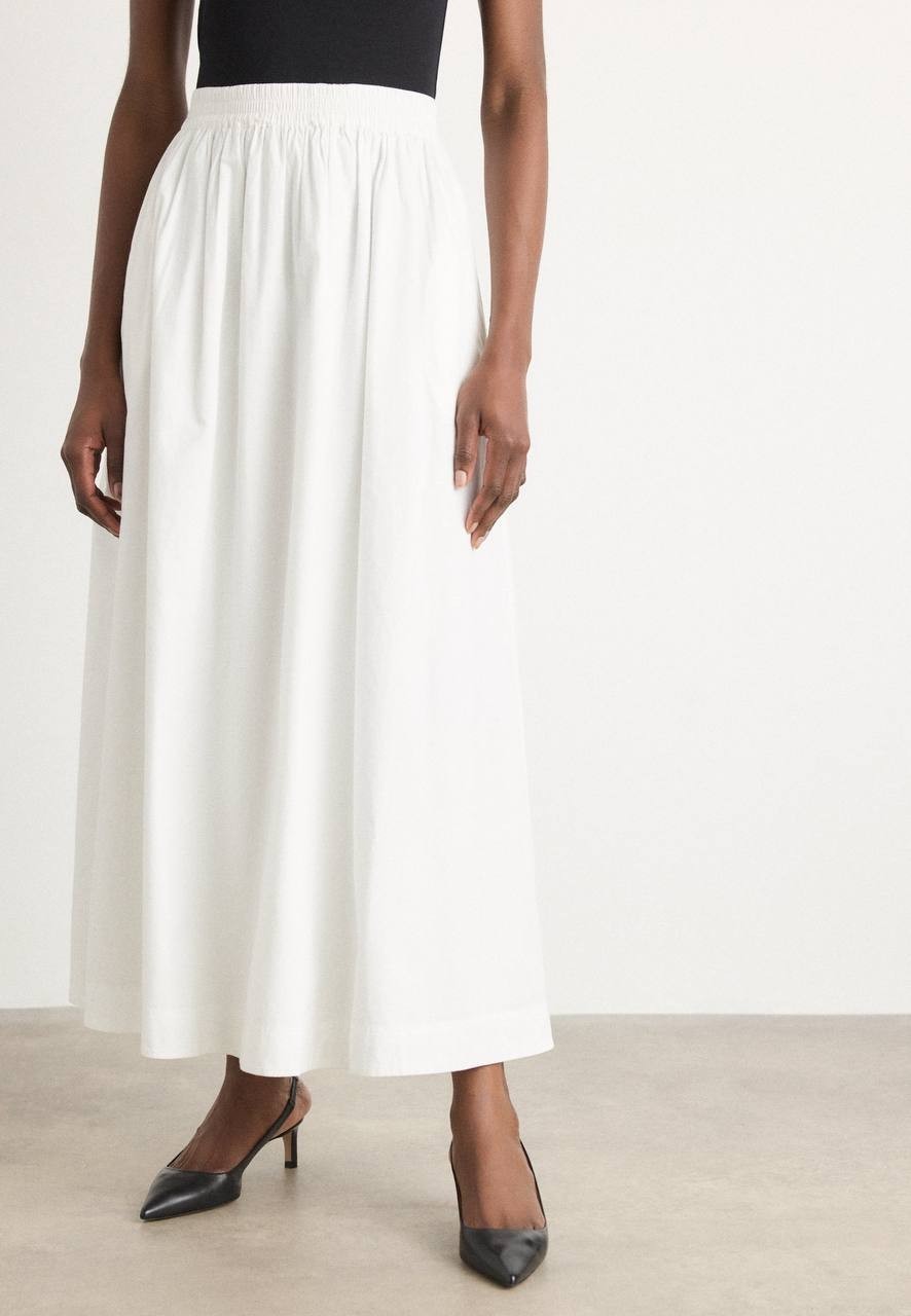 BOSS Vlondie White Maxi Skirt Size L NWT Elastic Waist Side Pockets
