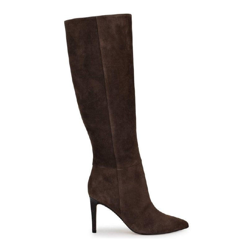 Nine West Richy Boots 10M Dark Brown Suede Knee‑High Pointy Toe NIB msrp$249