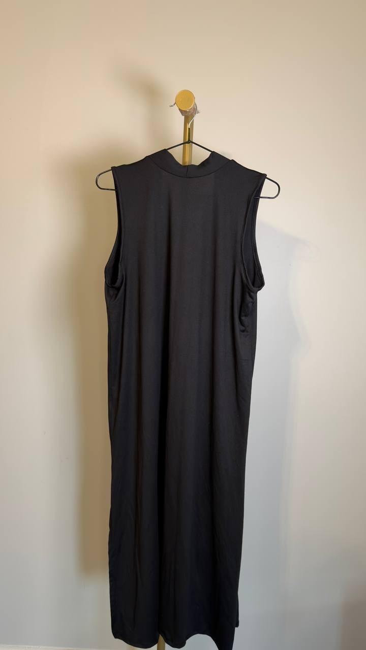 24Seven Comfort Apparel Sleeveless Side-Slit Cardigan Vest Navy L NWT $59.99