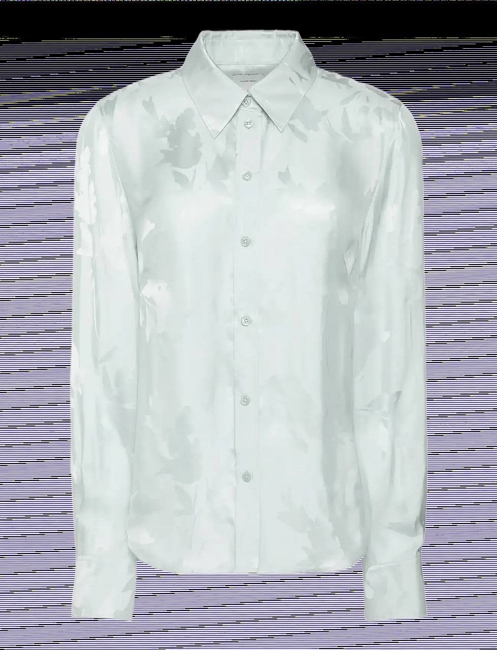 Calvin Klein Women’s Viscose Jacquard Slim Shirt Pale Meadow Floral XL NWT  $149