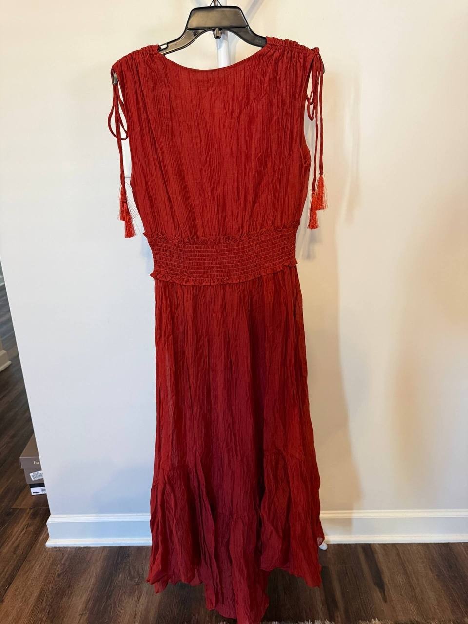 Taylor V‑Neck Handkerchief‑Hem Dress – Size L – NWT – $128
