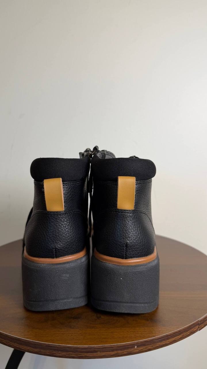 Dr. Scholl’s Nice Day Max Alpine Boots 7M Black Faux Leather Wedge NIB msrp$125