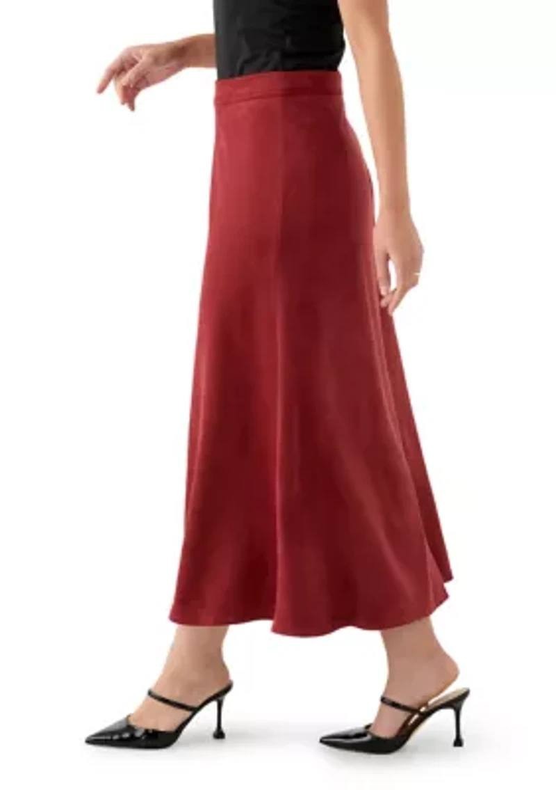 Vince Camuto Faux Suede A‑Line Maxi Skirt Rustic Red SIZEXL NWT Chic MSRP$89