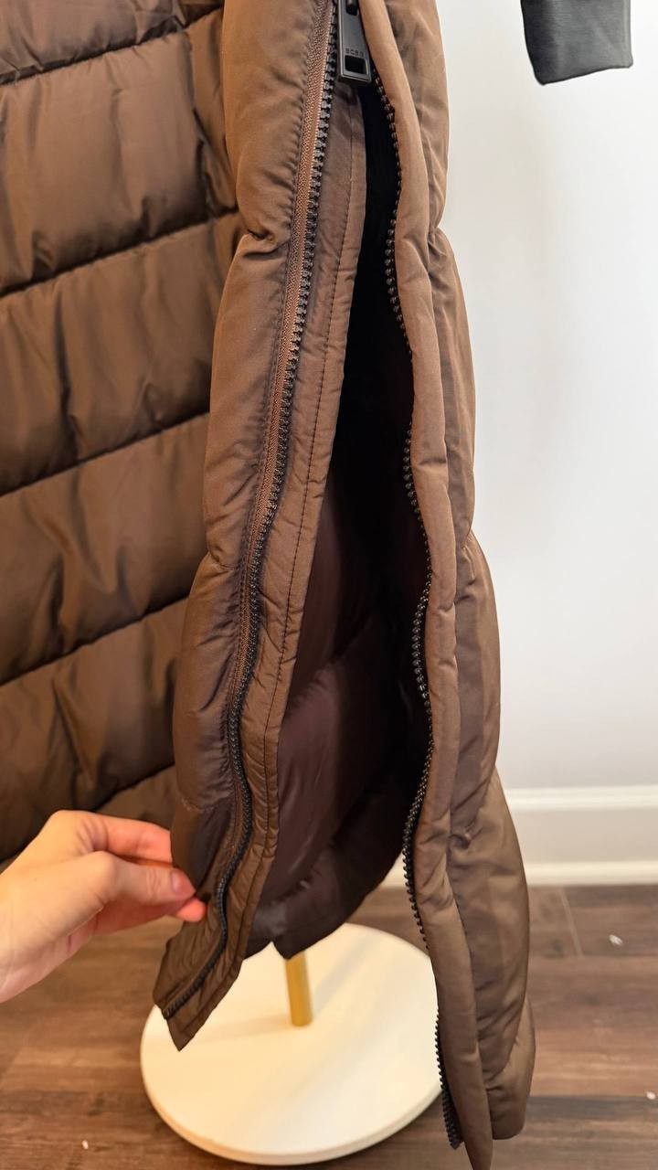 BCBG Hooded Water-Resistant Maxi Puffer Coat Chocolate Size XL NWT $350