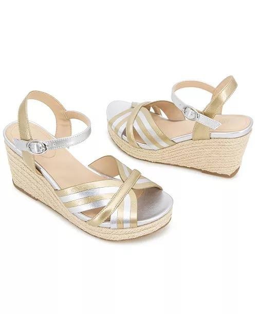 Kenneth Cole Reaction Metallic Wedge Sandals 8.5M New in Box  MSRP 89$
