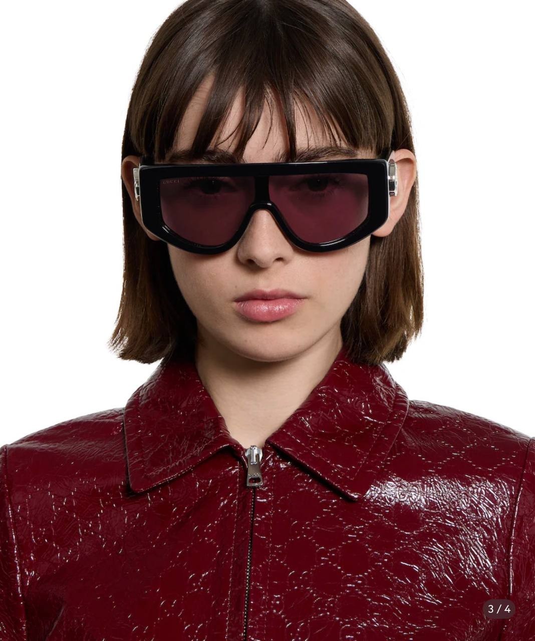 Gucci  Rectangular  Frame  Sunglasses  Black/Burgundy  OS  NWOT  $590