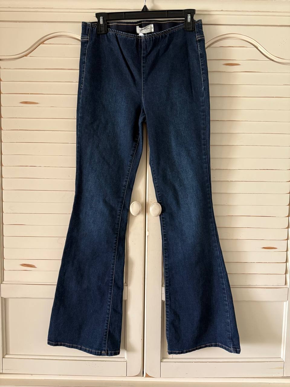 Jessica Simpson Pull-On Flare Jeans - High-Rise Blue Denim, Women's 28