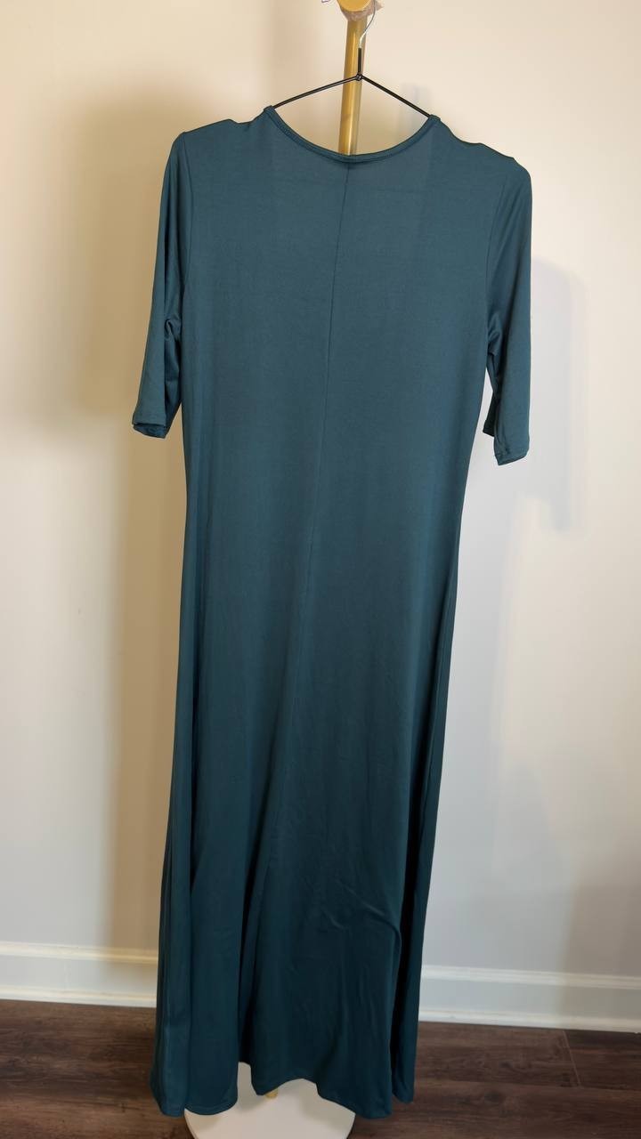 24seven Comfort Apparel Casual Scoop Neck A‑Line Maxi Dress Navy L NWT $57