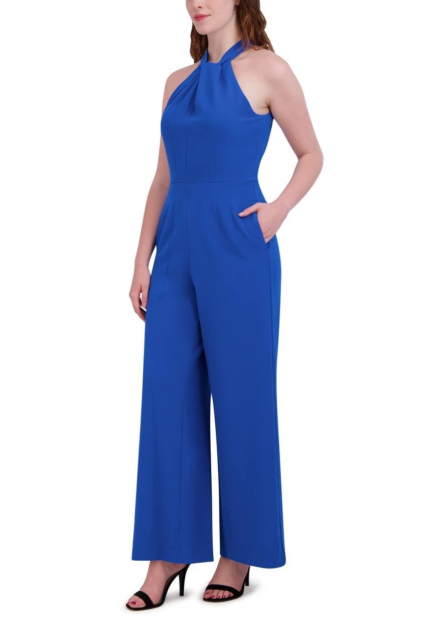 Julia Jordan Sleeveless Halter Wide‑Leg Jumpsuit Blue 8 NWT $139
