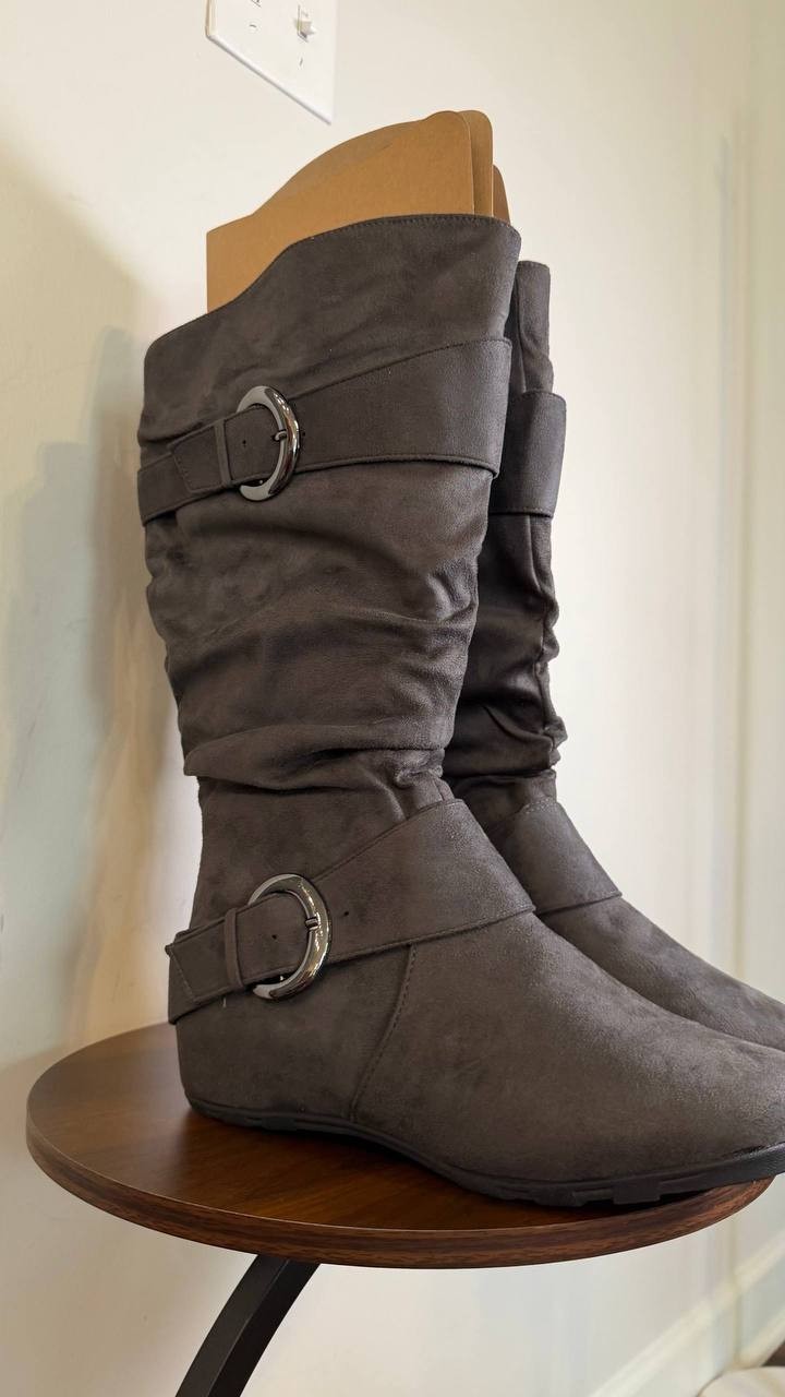 Journee Collection Women’s Jester Wide Calf Boots Grey 10 MSRP $114.99 NWB