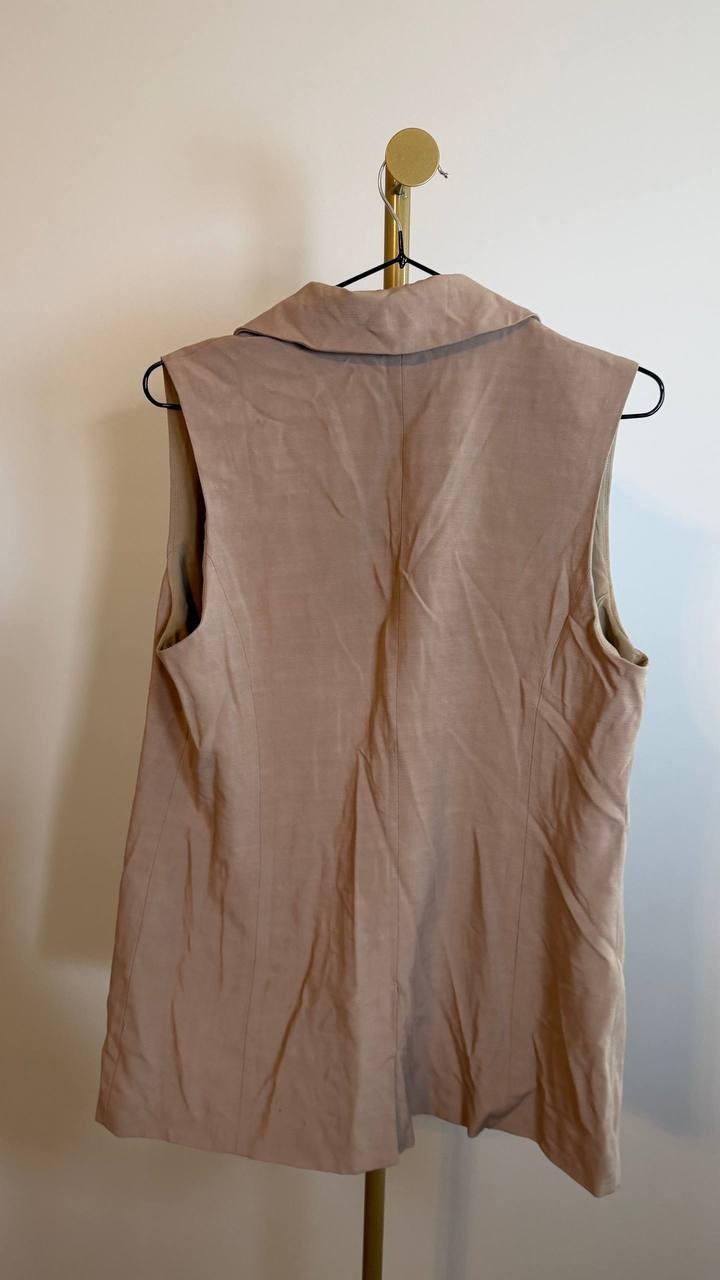 Bar III Sleeveless Blazer Warm Ginger Notched Lapel Patch Pockets Size P/SM NWT