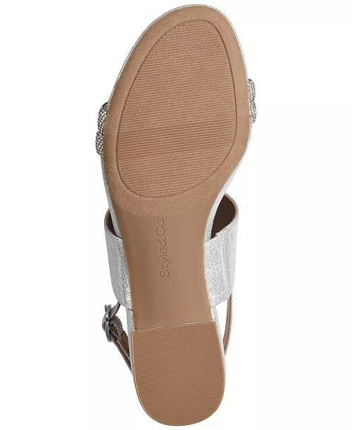 Style&Co Silver Fabric Dress Sandals 7.5M NIB MSRP $69.90