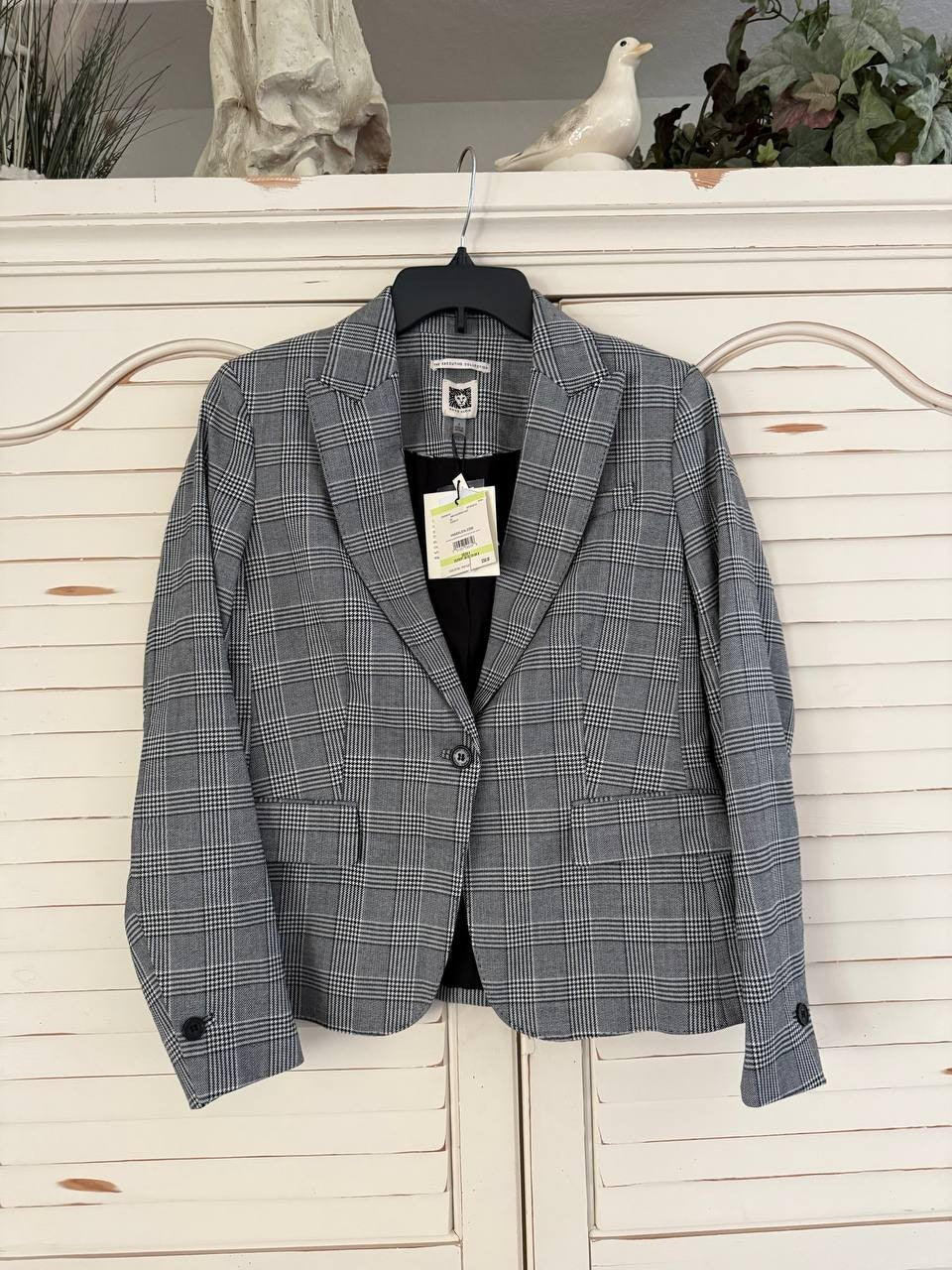 Anne Klein Glen Plaid JUST BLAZER  Black/White – Size 4 NWT MSRP$260