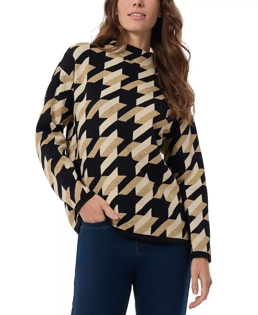 Jones New York Houndstooth Drop‑Shoulder Sweater – Size S – NWOT – $34