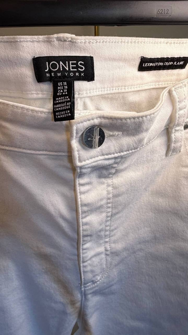 Jones New York Lexington High Waist Crop Jeans Soft White 16 NWT $79.50