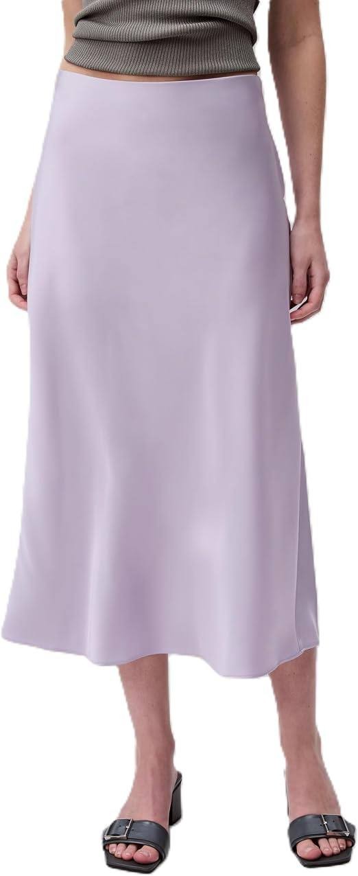 Calvin Klein Matte Shine Satin Midi Skirt Orchid Petal XL NWT $89
