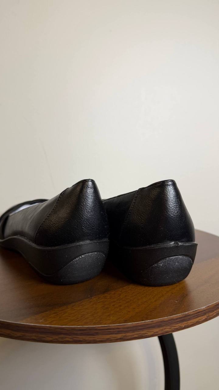 LifeStride Incredible 2 Flats 9W Black Faux Leather Slip‑On Wedge NIB msrp$79.99