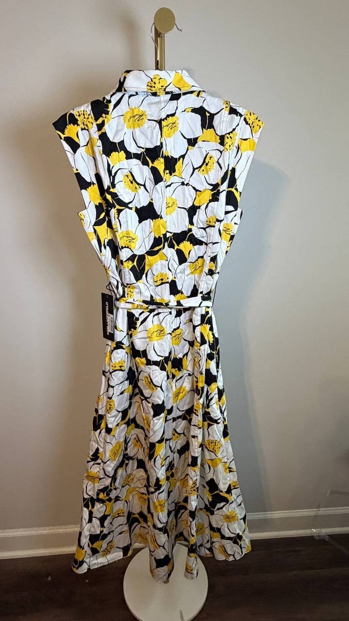 Karl Lagerfeld Paris Women’s Fit & Flare Floral Dress Yellow Size 6 NWT $159