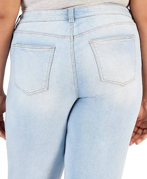 Celebrity Pink Plus-Size Girlfriend Jeans Light Wash Cuffed Distressed